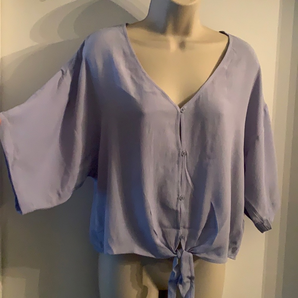 Sky blue loose crop top